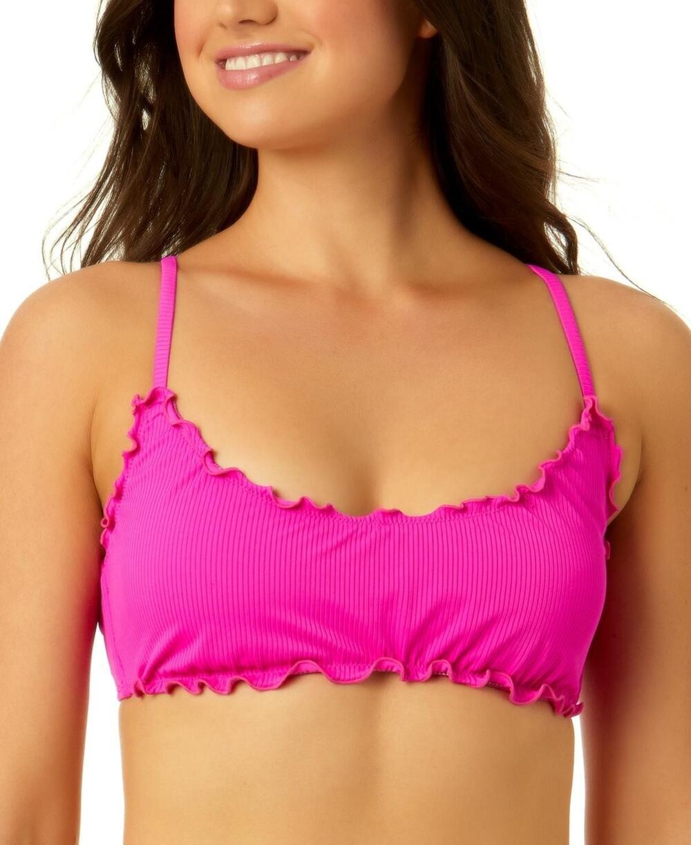Salt + Cove Juniors' Ruffle-Trim Bralette Bikini Top Pink Size M NWT